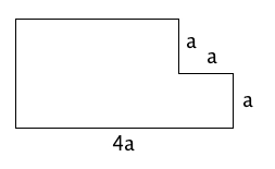 En figur med sidelengder: 4a, a, a, a, ukjent og ukjent
